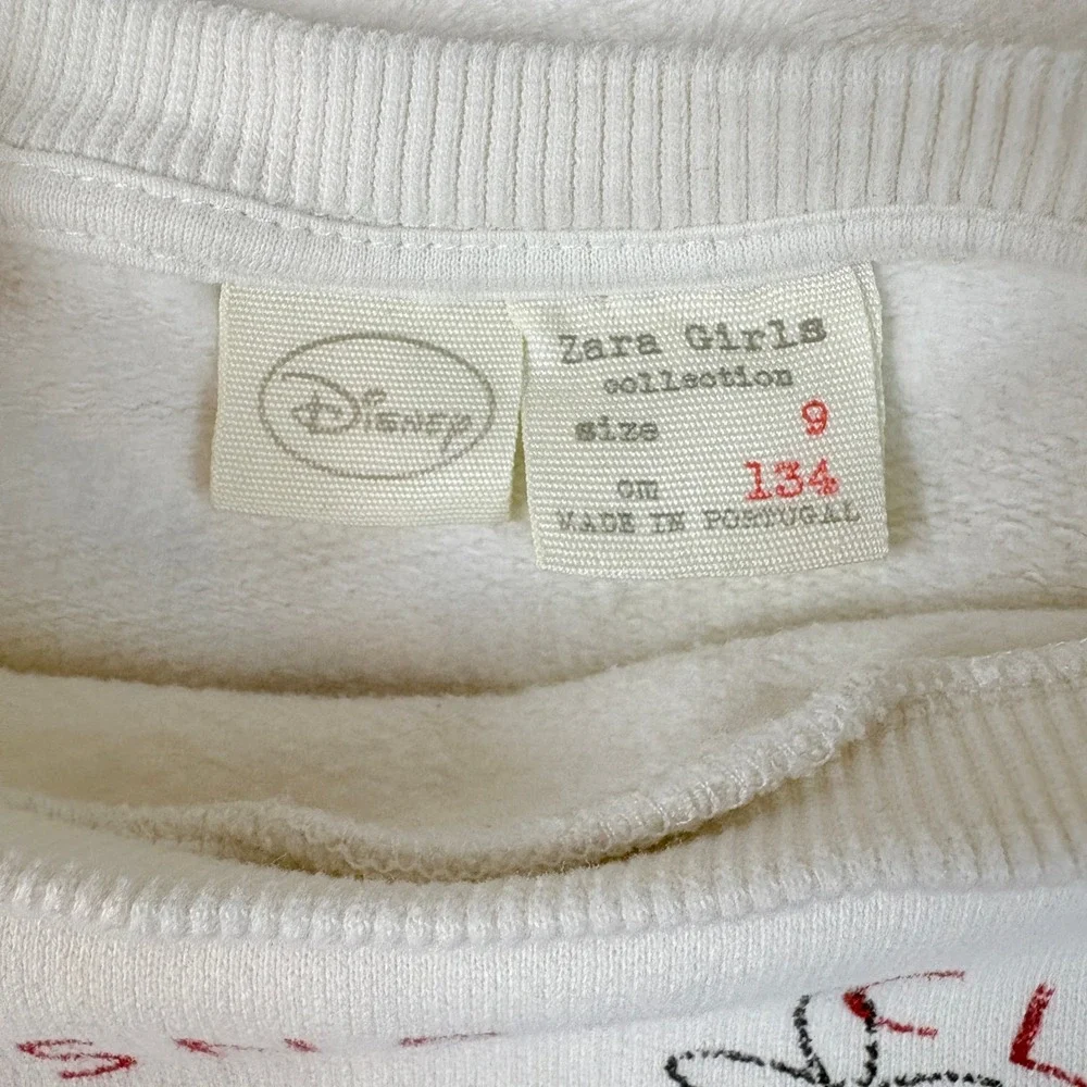 Zara Minnie Mouse Sweatshirt Dress Kids 9 Cream Excellent Disney Vintage Style‎